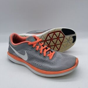 NIKE Flex Running Shoes Mesh Gray Orange Athletic Vintage 2016 Women’s Sneakers